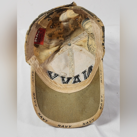 United States Navy Triple Logo Adult Hat Cap Adjustable Hook & Loop Digital Camo - Picture 10 of 12